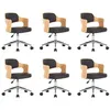 Image de vidaXL Chaises pivotantes à manger lot de 6 bois courbé et similicuir