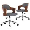 Image de Chaises Pivotantes Ã DÃ®ner 2 Pcs Gris Bois CourbÃ© Et Tissu - Vidaxl