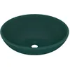 Image de vidaXL Vidaxl Lavabo Ovale De Luxe Vert Foncé Mat 40x33 Cm Céramique