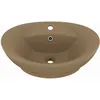 Image de vidaXL Vidaxl Lavabo Ovale De Luxe À Trop-Plein Crème Mat 58,5x39cm Céramique
