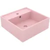 Image de Lavabo carrÃ© de luxe Ã  trop-plein Rose mat 41x41 cm CÃ©ramique