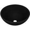 Image de vidaXL vidaXL Lavabo rond de salle de bain Noir mat 32,5x14 cm Céramique