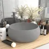 Image de vidaXL Lavabo rond de luxe Gris clair mat 40x15 cm Céramique