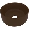 Image de vidaXL Lavabo rond de luxe Marron foncé mat 40x15 cm Céramique
