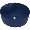 Image de vidaXL Vidaxl Lavabo De Luxe Avec Trop-Plein Bleu Foncé Mat 36x13cm Céramique