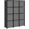 Image de vidaXL Étagère à 12 cubes avec boîtes Noir 103x30x141 cm Tissu