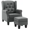 Image de Fauteuil avec repose-pied Gris clair Tissu - VidaXL