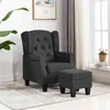 Image de vidaXL Fauteuil avec repose-pied Gris foncé Tissu
