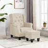Image de vidaXL Fauteuil avec repose-pied Crème Tissu320160