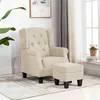 Image de vidaXL Fauteuil avec repose-pied CrÃ¨me Tissu