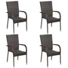Image de vidaXL Chaises empilables d'extérieur lot de 4 Résine tressée Marron310083