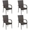 Image de Vidaxl Chaises Empilables D'extÃ©rieur 4 Pcs RÃ©sine TressÃ©e Marron