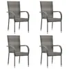 Image de vidaXL Chaises empilables d'extérieur lot de 4 Gris Résine tressée310085