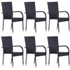 Image de vidaXL Chaises empilables d'extérieur lot de 6 Résine tressée Noir310087