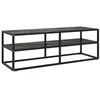 Image de vidaXL Meuble TV noir avec verre marbre noir 120x40x40 cm322862