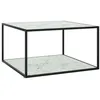 Image de vidaXL Table basse Noir avec verre marbre blanc 90x90x50 cm322913