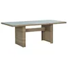 Image de vidaXL Table Ã  manger Marron 200x100x74 cm Verre et rÃ©sine tressÃ©e