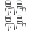 Image de vidaXL Chaises d'extérieur lot de 4 Design à lattes Acier Gris foncé310155
