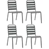Image de Chaises D'extÃ©rieur 4 Pcs Design Ã Lattes Acier Gris FoncÃ© Vidaxl Vidaxl