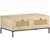 Image de vidaXL Vidaxl Table Basse 90x50x37 Cm Bois De Manguier Et Canne Naturelle