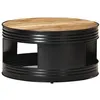 Image de vidaXL Table basse Noir 68x68x36 cm Bois massif de manguier brut321931