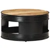 Image de vidaXL Table basse Noir 68x68x36 cm Bois massif de manguier brut