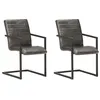 Image de vidaXL Chaises à manger cantilever lot de 2 gris cuir véritable321842
