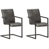 Image de vidaXL vidaXL Chaises de salle à manger cantilever 2 pcs Gris Cuir véritable