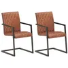 Image de vidaXL Chaises à manger cantilever lot de 2 marron cuir véritable321843