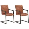 Image de Chaises de salle Ã  manger cantilever 2pcs Marron Cuir vÃ©ritable - VidaXL
