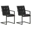 Image de vidaXL Chaises à manger cantilever lot de 2 noir cuir véritable321848