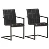 Image de vidaXL Chaises à manger cantilever lot de 2 noir cuir véritable321852