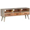 Image de vidaXL Meuble TV Gris 130x35x51 cm Bois massif de manguier brut