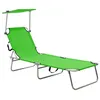 Image de vidaXL Chaise longue pliable avec auvent acier vert pomme310325