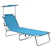 Image de vidaXL Chaise longue pliable avec auvent acier turquoise et bleu310326