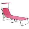 Image de vidaXL Chaise longue pliable avec auvent acier rose magento310327