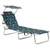 Image de vidaXL Chaise longue pliable avec auvent acier motif de feuilles310328