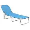 Image de vidaXL Chaise longue pliable acier et tissu bleu turquoise310329