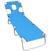 Image de vidaXL Chaise longue pliable avec coussin de tête Acier Bleu turquoise310332