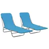 Image de vidaXL Vidaxl Chaises Longues Pliables 2 Pcs Acier Et Tissu Bleu