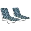 Image de vidaXL Chaises longues pliables lot de 2 Acier tissu Motif de feuilles310346