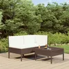 Image de vidaXL Salon de jardin 3 pcs avec coussins Résine tressée Marron310185