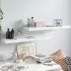 Image de vidaXL Étagère murale flottante 2 pcs Blanc brillant 80x23,5x3,8cm MDF323752