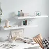 Image de vidaXL Étagère murale flottante 2 pcs Blanc brillant 90x23,5x3,8cm MDF323755