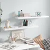 Image de vidaXL ÃtagÃ¨re murale flottante 2 pcs Blanc brillant 90x23,5x3,8cm MDF