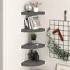 Image de vidaXL Étagères d'angle flottantes 4 pcs gris brillant 25x25x3,8cm MDF