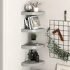 Image de vidaXL Étagères d'angle flottantes 4 pcs gris 25x25x3,8 cm MDF