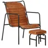 Image de vidaXL Fauteuil de relaxation avec repose-pied Marron Cuir véritable