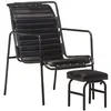 Image de vidaXL Fauteuil de relaxation avec repose-pied Noir Cuir véritable