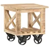 Image de vidaXL Table d'appoint avec roues 40x40x42 cm Bois de manguier brut320936
